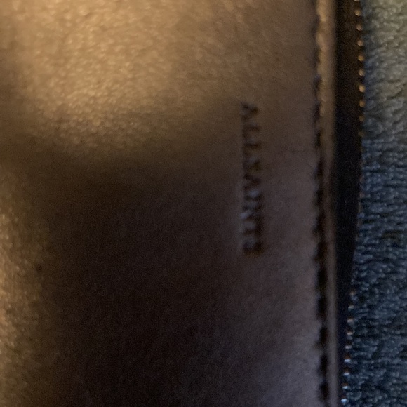 💯 lamb leather nwt All saints club coin purse blue (marine)with whipstitch! - Picture 5 of 6